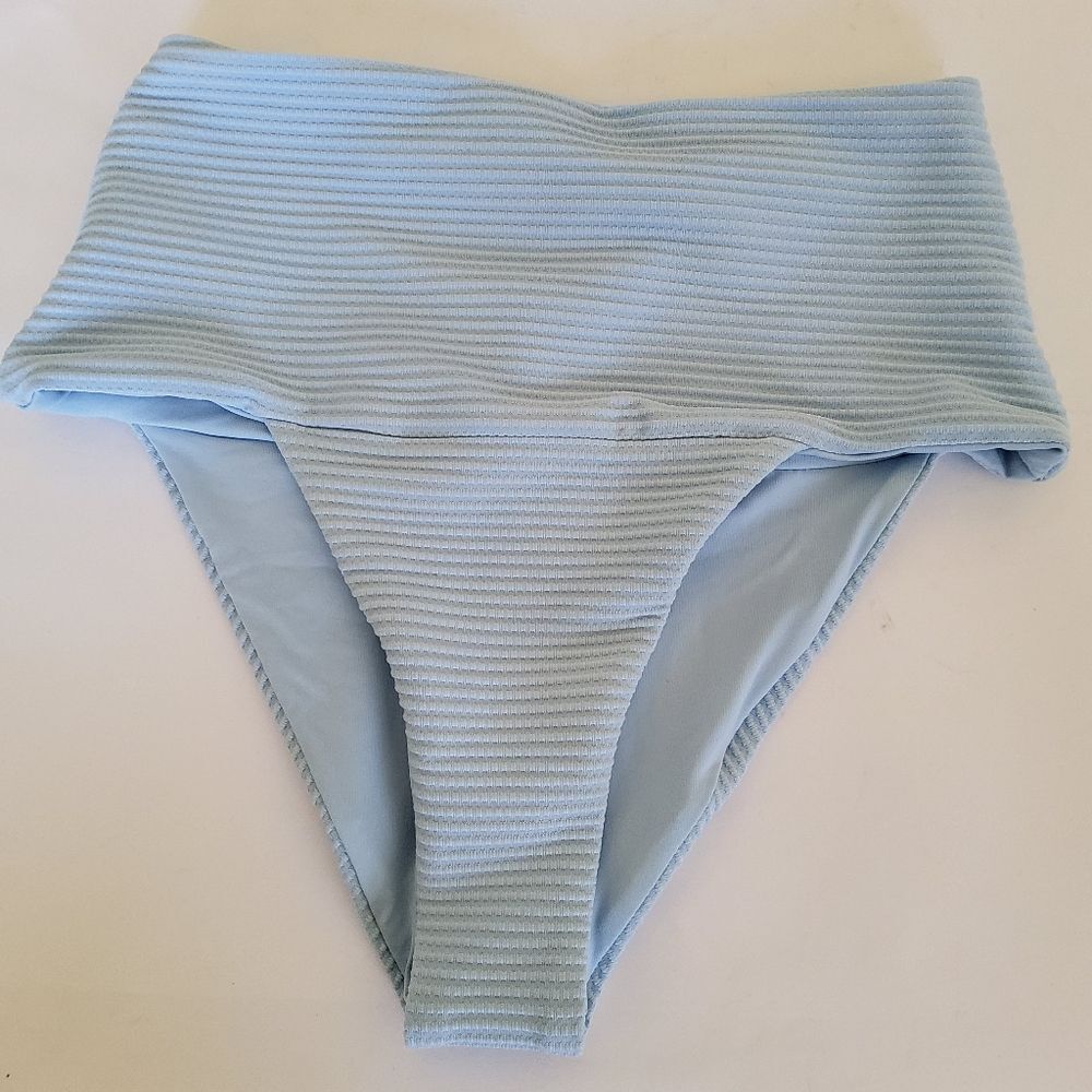 L*Space Eco Repreve Ribbed Desi Bikini Swimsuit Bottom Size XS Sky Blue New